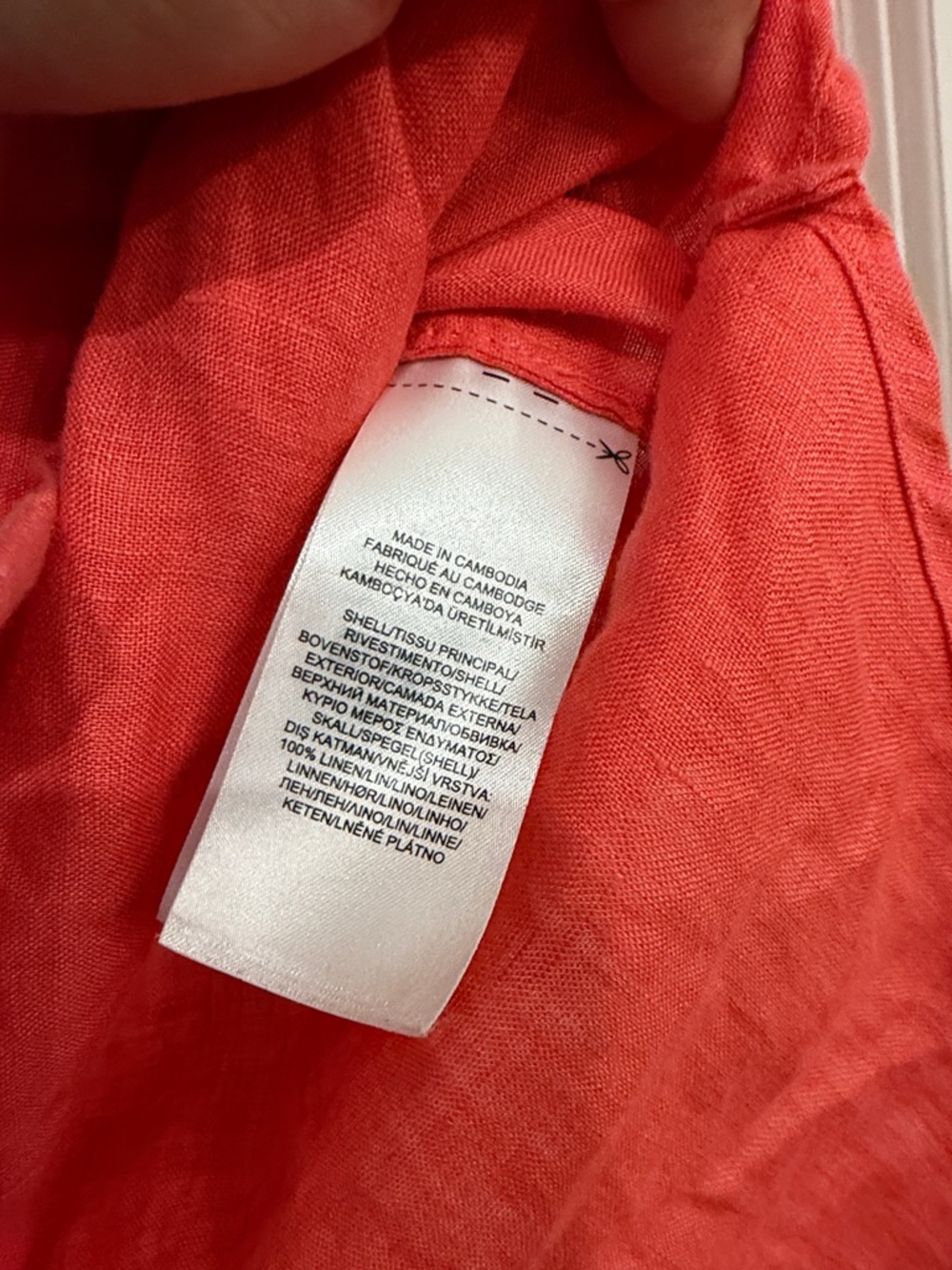 Lauren Ralph Lauren Coral Button-Down Short Sleeve Linen Shirt - Picture 3 of 3